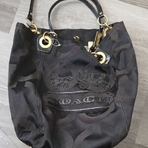 Coach Black Patterned Tote Bag